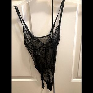 Sheer black lace bodysuit